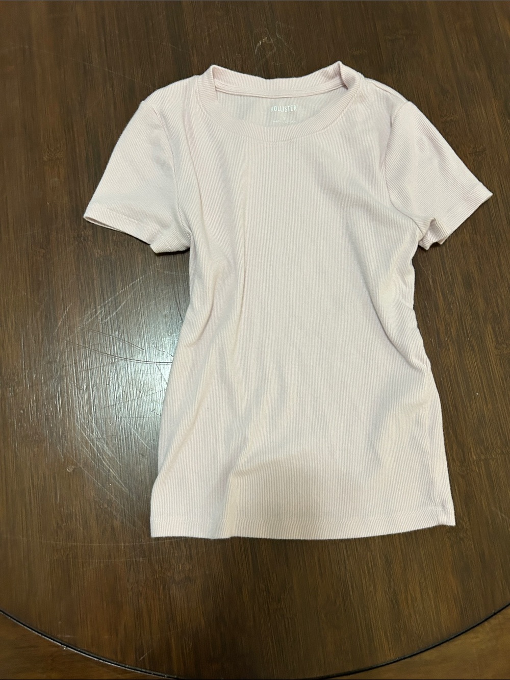 Hollister Slim Ribbed Crew Tee - Light Blush